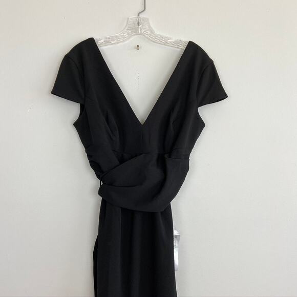 Dress the Population Dana wrap waist cocktail mini dress black bodycon XL - Picture 6 of 9